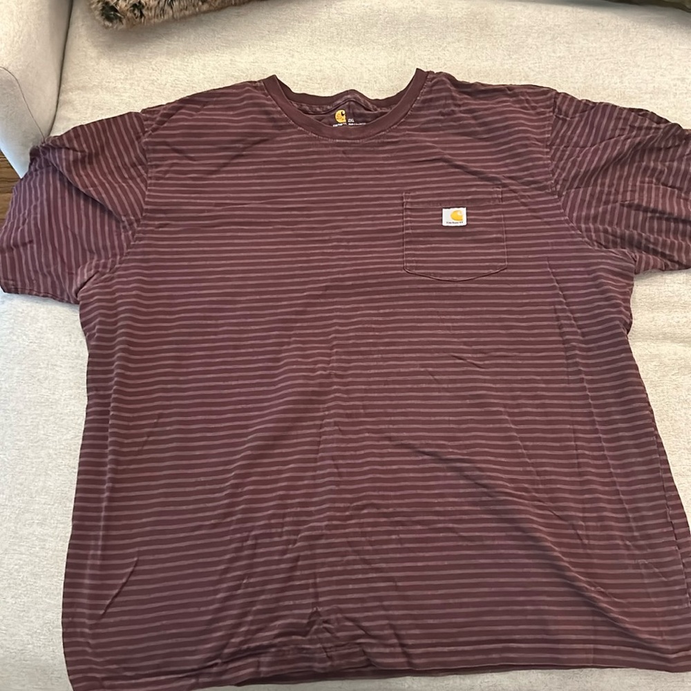 XXL Maroon Striped Carhartt t-shirt with pocket